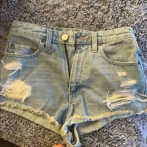 BDG high waist denim cut off shorts